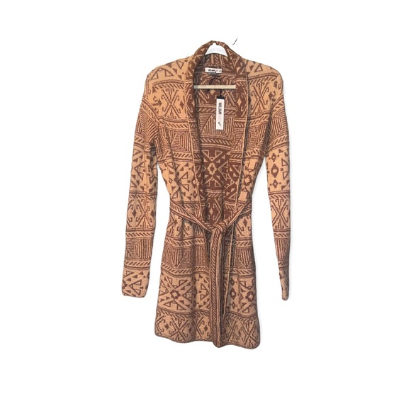 WILLIAM RAST Aztec Design Cardigan Sweater with Belt S NWT - Picture 2 of 7